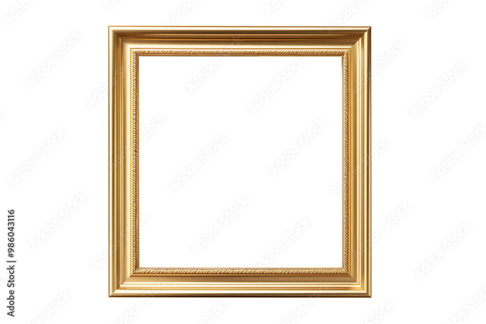Gold gilt picture frame with an empty blank canvas for use as a border or home décor, png file cut out and isolated on a transparent background, stock illustration image Gold gilt picture frame with an empty blank canvas for use as a border or home décor, png file cut out and isolated on a transparent background, stock illustration image