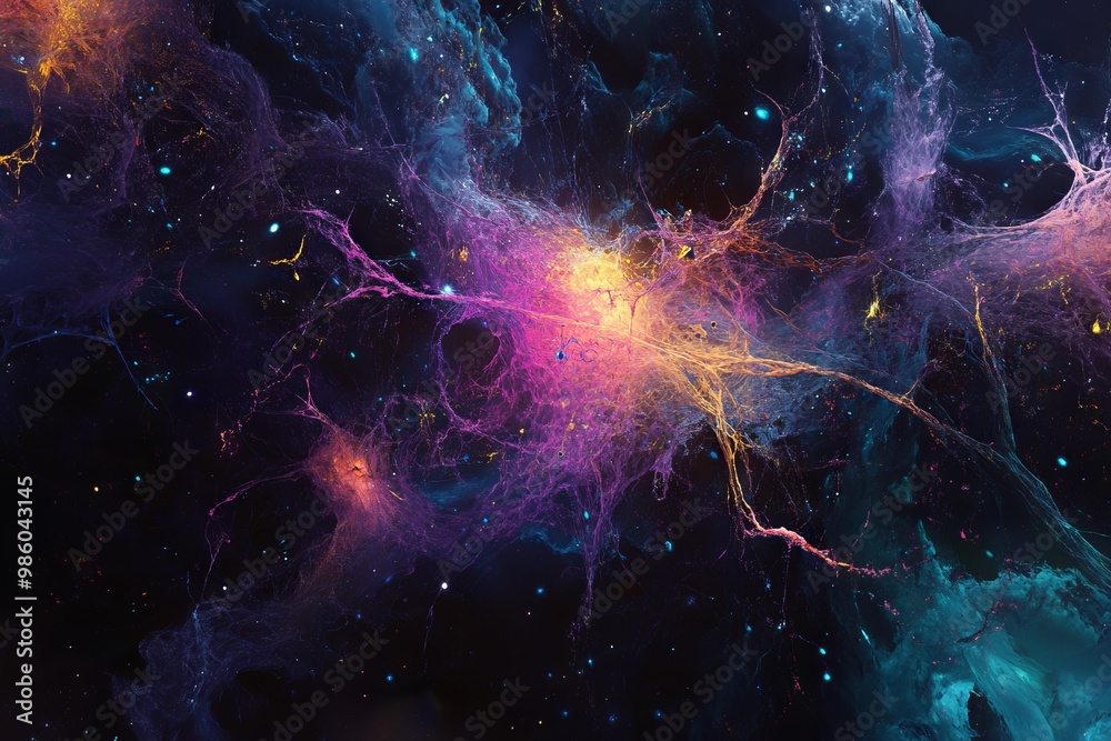 Artistic Neural Links Network in Space, AI generated illustration Artistic Neural Links Network in Space, AI generated illustration