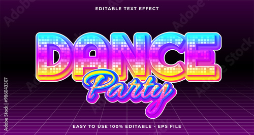 dance party typography premium editable text effect, 3D glow text