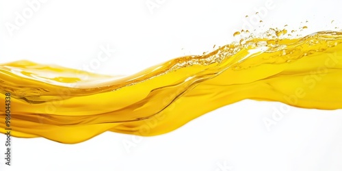 Flowing Yellow Oil on White Background