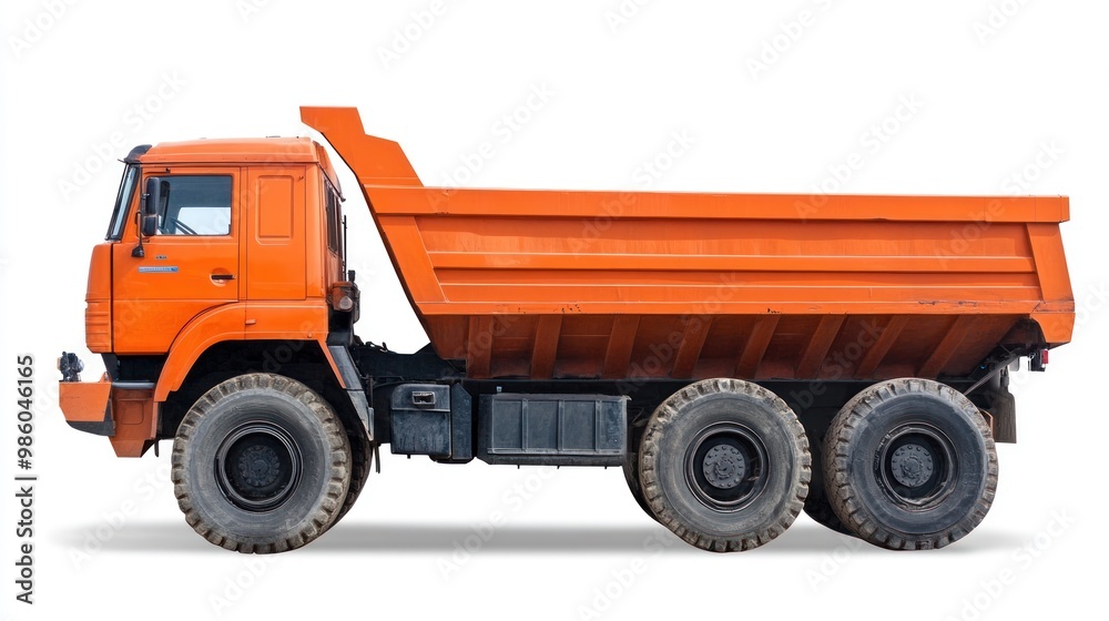 Orange dump truck isolated on white background. Orange dump truck isolated on white background.