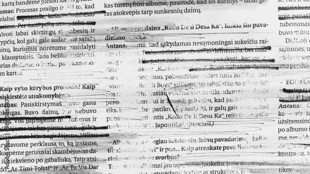 newspaper texture with strikethroughs and destruction
