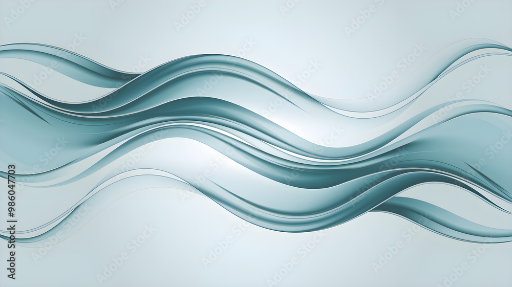 Fototapeta premium Dreamy Fluid Water Flow in Aqua and White