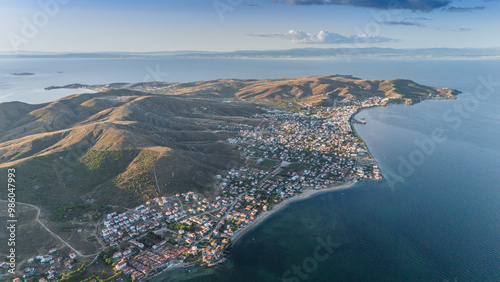 Aerial view of Avsa island, Turkey. Avsa Island view from sea in Turkey.