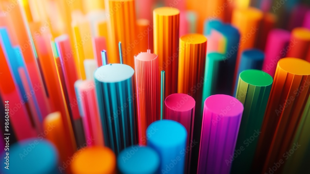 A close-up of a 3D graph with colorful, popping segments, representing different sectors of business performance and financial growth A close-up of a 3D graph with colorful, popping segments, representing different sectors of business performance and financial growth