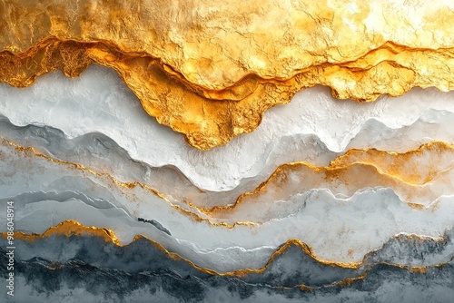 Golden Mountain Landscape: Modern Artistic Contrast in Nature's Beauty