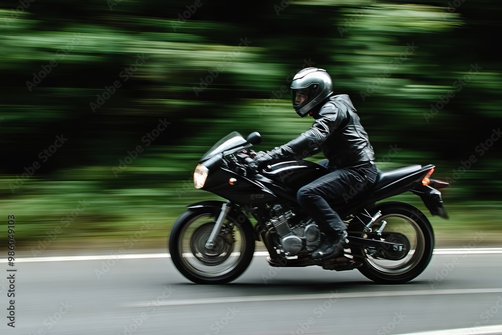 Fast Motorcycle Rider in Motion. AI generated illustration Fast Motorcycle Rider in Motion. AI generated illustration