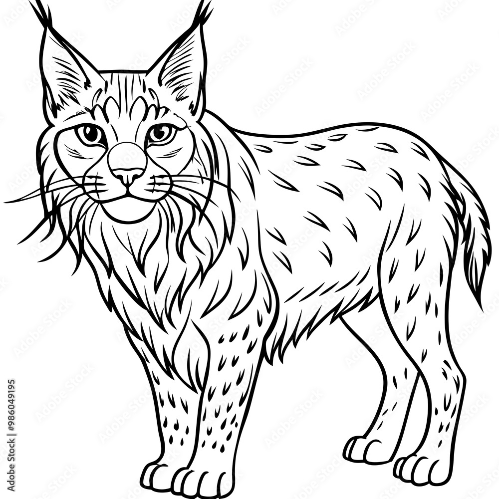 Elegant Lynx Minimalist Line Art of a Tufted-Eared Beauty Elegant Lynx Minimalist Line Art of a Tufted-Eared Beauty