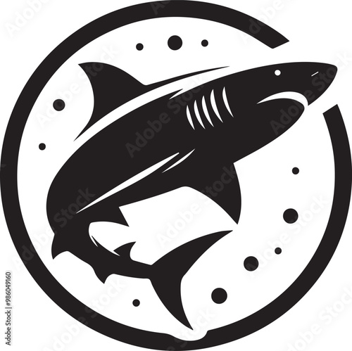 Bull Shark silhouette vector black and white