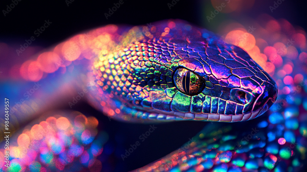 Obraz premium snake on a black background