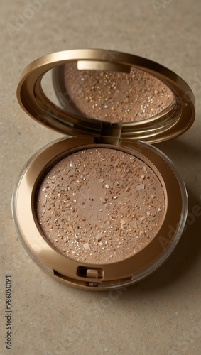 Sparkling compact powder.