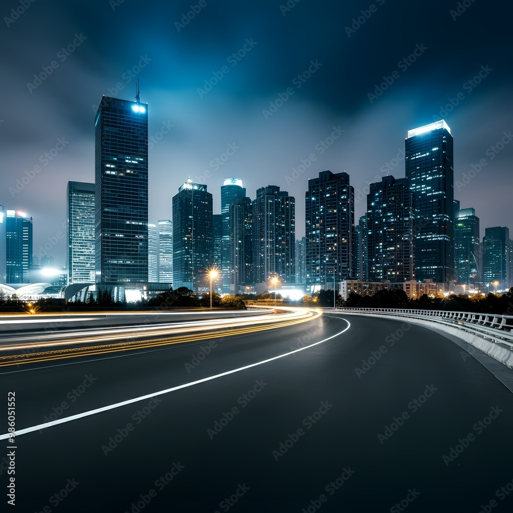 Fototapeta premium A road with a view of a city with a city in the background