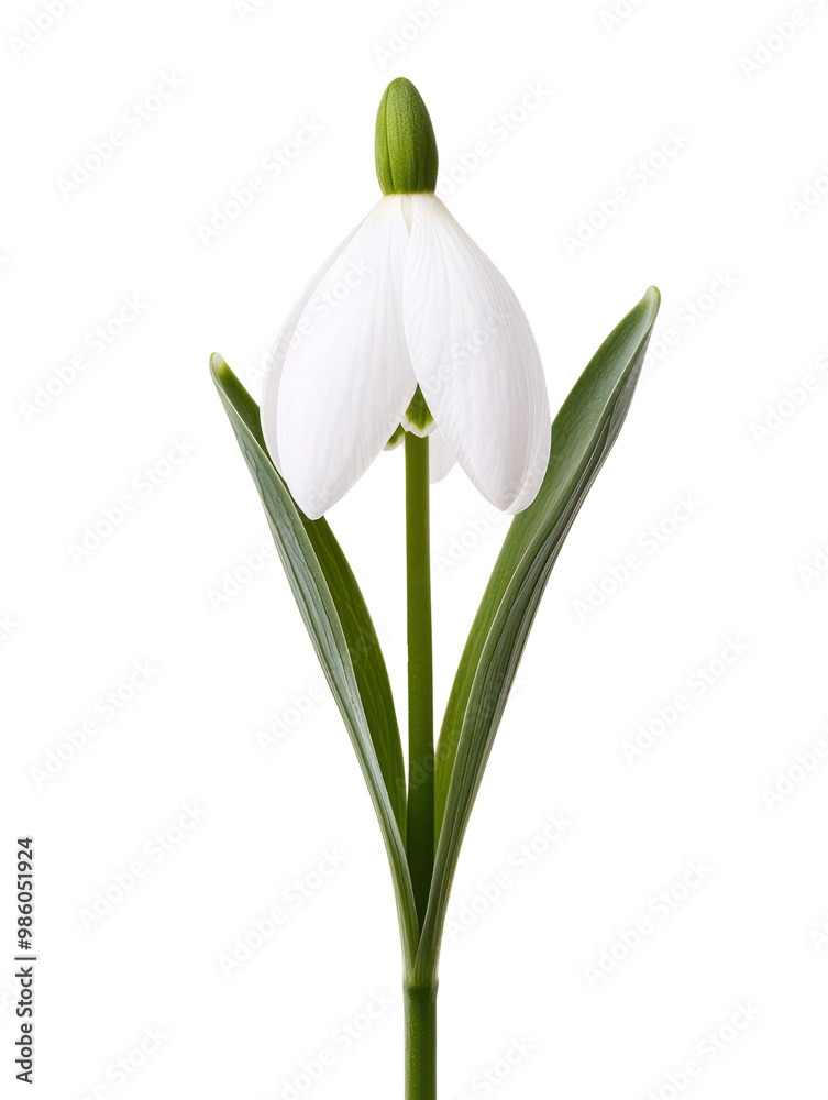 Beautiful white flower with green leaves, showcasing natures elegance Beautiful white flower with green leaves, showcasing natures elegance