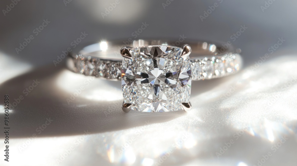 Closeup of a sparkling diamond engagement ring. Closeup of a sparkling diamond engagement ring.