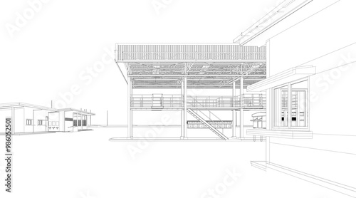 3D illustration of industrial project