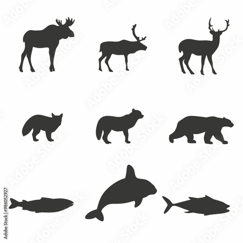 A set of animal silhouettes