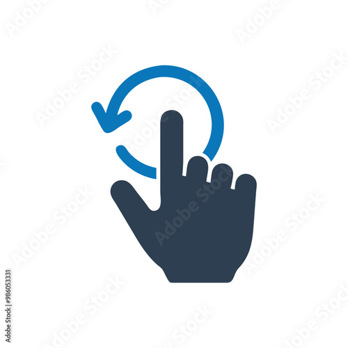 Hand Rotate Right Vector Icon, Hand with finger extended making a counter clockwise turning gesture icon