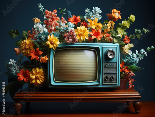 Extraordinary Still life room with old vintage television Analog time