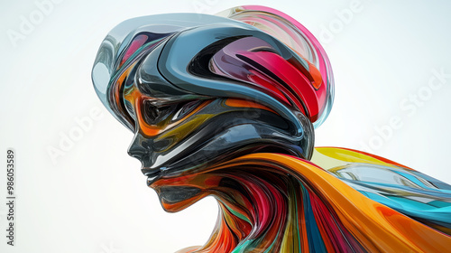 surreal figure made entirely of shifting colors and smooth textures, embodying blend of abstract art and human like features. vibrant hues create captivating visual experience