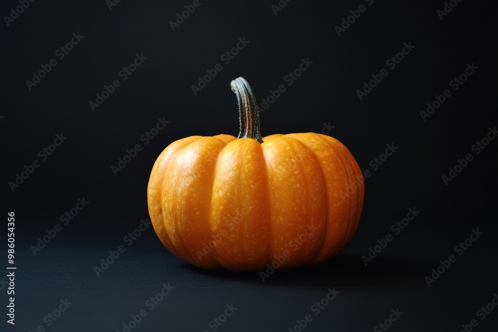 A Single Orange Pumpkin on a Black Background A Single Orange Pumpkin on a Black Background