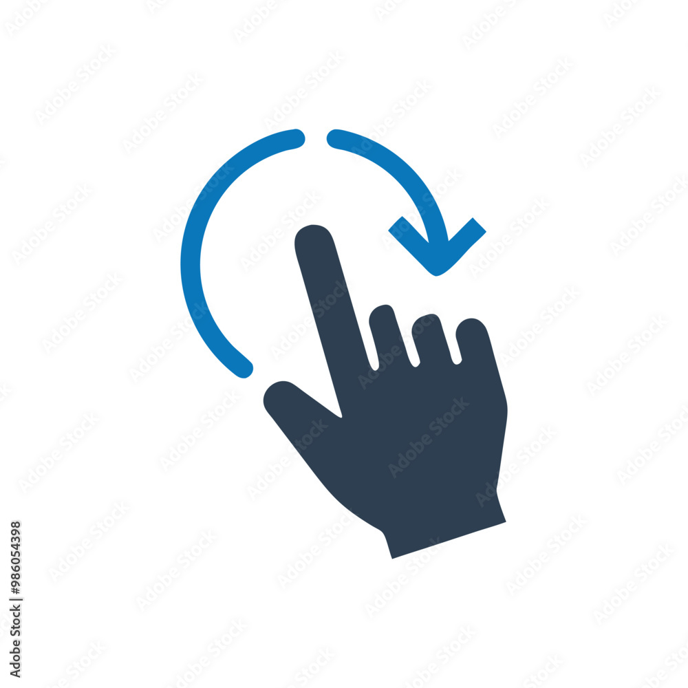 Fototapeta premium Hand Rotate Counter Clockwise Vector Icon, Hand Rotate Right Vector Icon