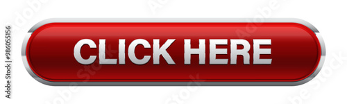 Click here button, red rounded box vector symbol