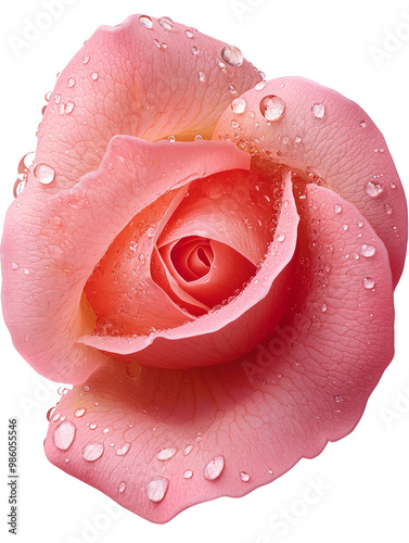 beautiful pink rose with water droplets, symbolizing love and freshness