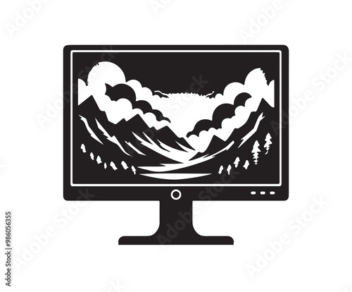 monitor silhouette vector