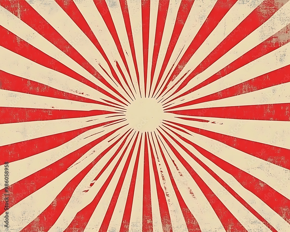 Fototapeta premium Vibrant Radial Pattern with Red and White Stripes in a Dynamic Burst Design 