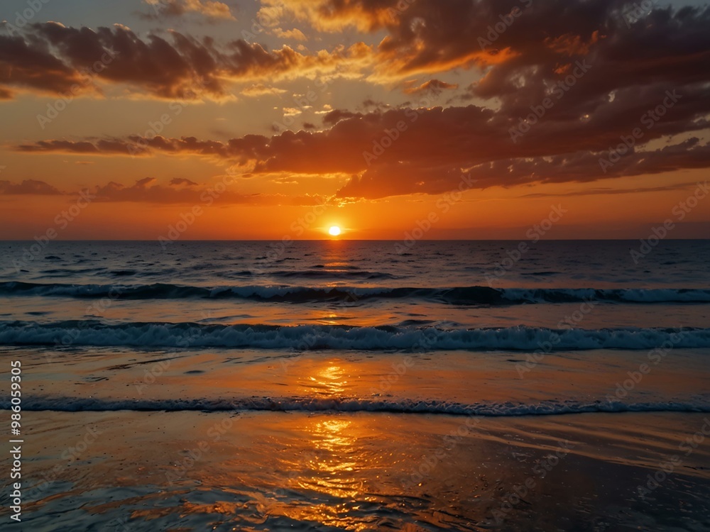 Sunset over the sea with beautiful, vibrant hues. Sunset over the sea with beautiful, vibrant hues.