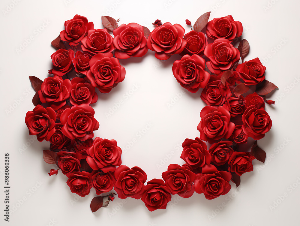 Excellent letter O in the shape of red roses, valentines typography letter font illustration