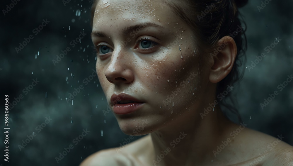 Surreal portrait of a woman with watery skin. Surreal portrait of a woman with watery skin.