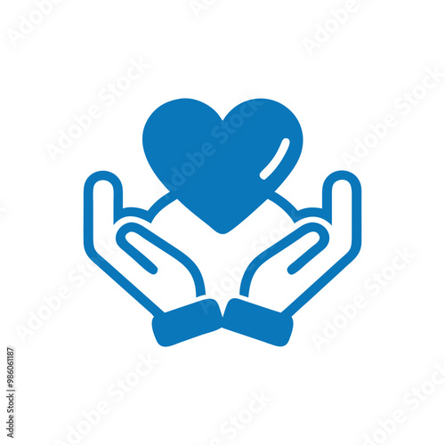 Hands Holding Heart Vector Icon, Charity icon, Hands with heart icon