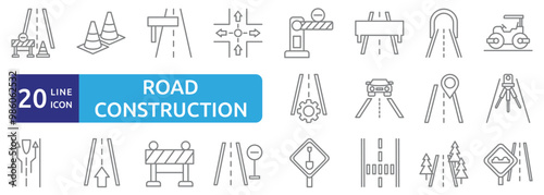 Road construction icon set