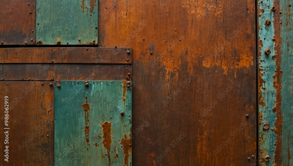Textured metal surfaces showcasing rust and patina. Textured metal surfaces showcasing rust and patina.