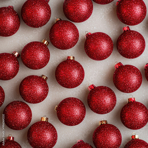 red christmas balls on white background