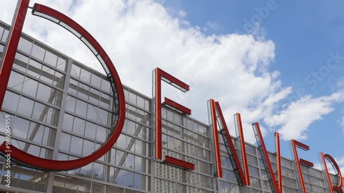 Iconic Denver Sign and Clouds Zoom Out Timelapse