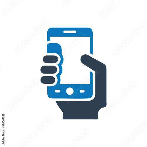 Hand Holding Smartphone Icon, Hand taking a picture with a smartphone symbol