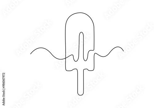 Ice cream bar continuous one line drawing vector illustration