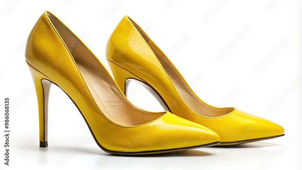 Fototapeta premium Elegant stiletto high heels in vibrant yellow strike a bold and stylish chord, perfect for making a statement in any ensemble.