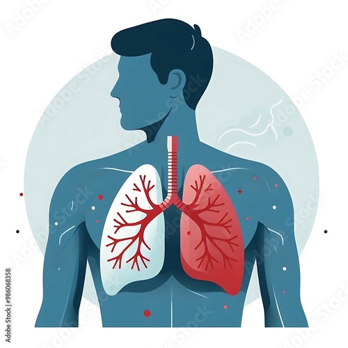 Asthma, Tuberculosis disease, flat illustration of human organs and systems, diseases, graphics for medical, hospitals, treatment posters, banners, flyers