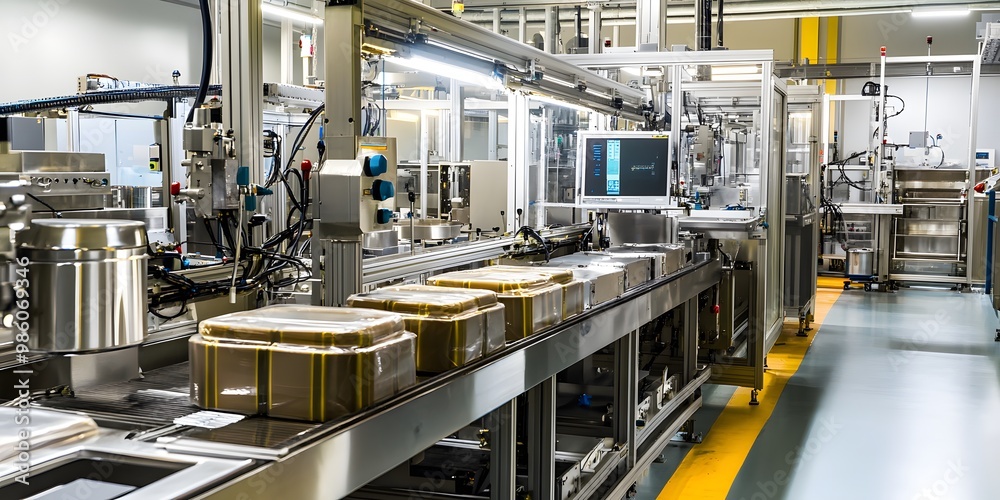 Naklejka premium Automated Production Line in a Factory