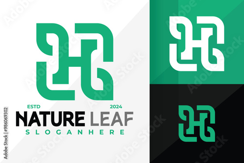 Letter H Nature Leaf Logo Icon Vector Design. Creative simple logos designs illustration