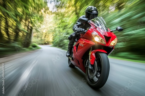 Fast Motorcycle Rider in Motion. AI generated illustration