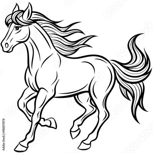 Galloping Horse Dynamic Flowing Lines Vector Art