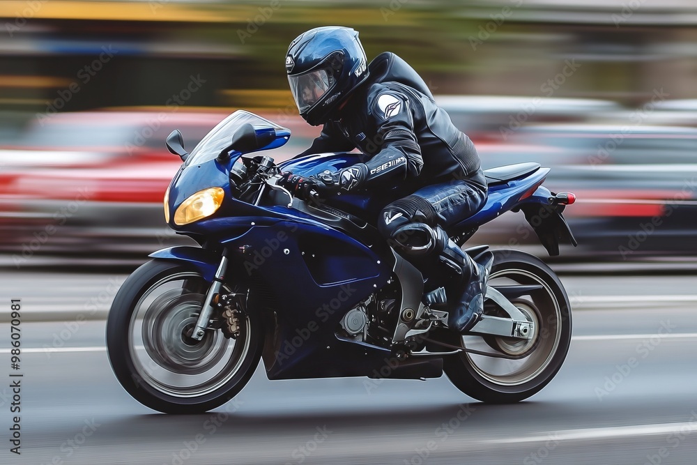 Fast Motorcycle Rider in Motion. AI generated illustration Fast Motorcycle Rider in Motion. AI generated illustration