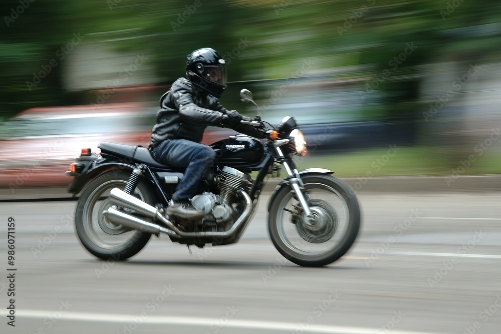 Fast Motorcycle Rider in Motion. AI generated illustration Fast Motorcycle Rider in Motion. AI generated illustration