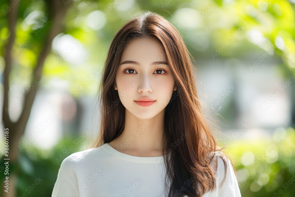 Elegant Portrait of an Asian Girl in Casual Wear. AI generated illustration Elegant Portrait of an Asian Girl in Casual Wear. AI generated illustration