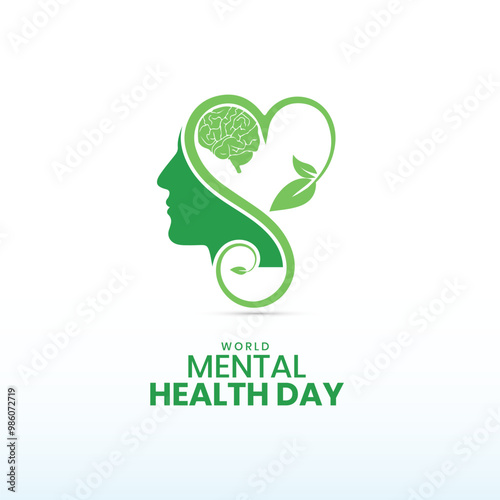 World Mental Health Day logo vector illustration creative banner poster web design for social media ads, Mental Freedom concept, Mental health, brain disorder idea. Alzheimer's and Psychology