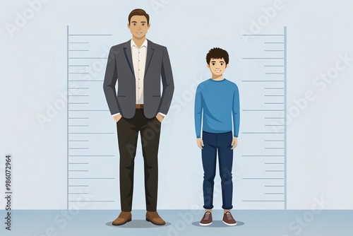 Tall figure stands confidently next to shorter companion, showcasing dramatic height disparity. photo